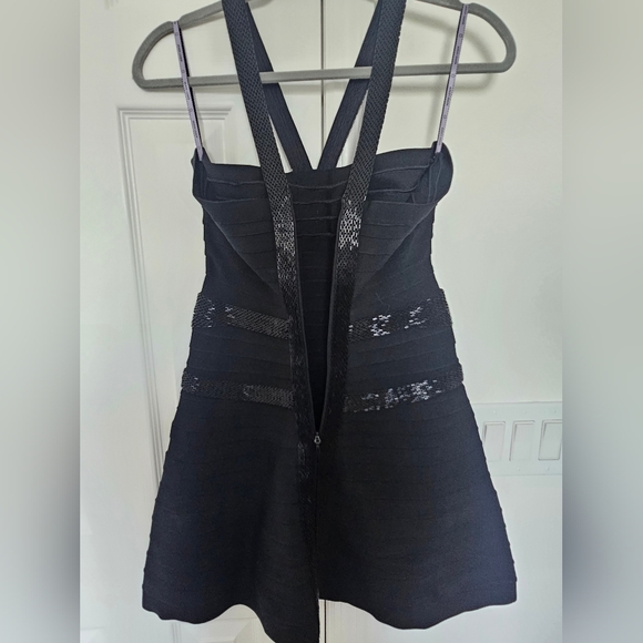 Authentic Herve Leger Portia A-line Beaded Bandage Dress- Black- Med - Picture 7 of 9